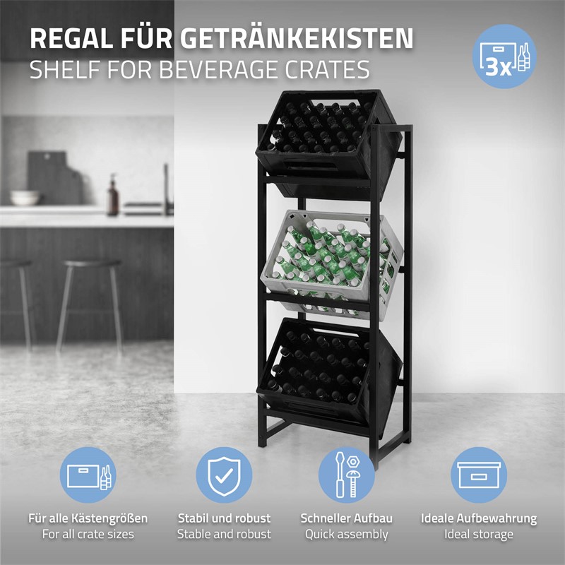 Getränkekistenregal Getränkeregal 3 Kisten 47 x 31 x 116,5 cm Anthrazit aus Stahl ML-Design