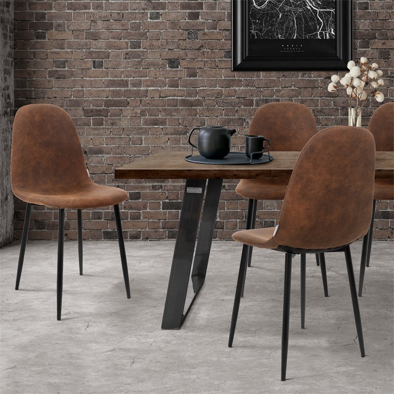 Esszimmerstuhl 4er Set mit Rückenlehne Braun Küchenstuhl mit Kunstleder Bezug ML-Design Esszimmerstuhl 4er Set mit Rückenlehne Braun Küchenstuhl mit Kunstleder Bezug ML-Design