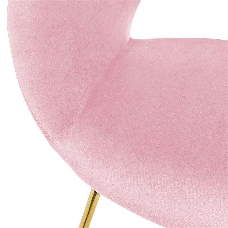 Esszimmerstuhl mit runder offener Rückenlehne Rosa aus Samt mit goldenen Metallbeinen ML-Design