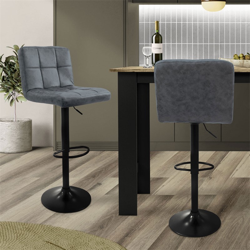 Barhocker 2er Set Anthrazit Kunstlederbezug mit Rückenlehne und Fußstütze höhenverstellbar 63-83cm ML-Design Barhocker 2er Set Anthrazit Kunstlederbezug mit Rückenlehne und Fußstütze höhenverstellbar 63-83cm ML-Design