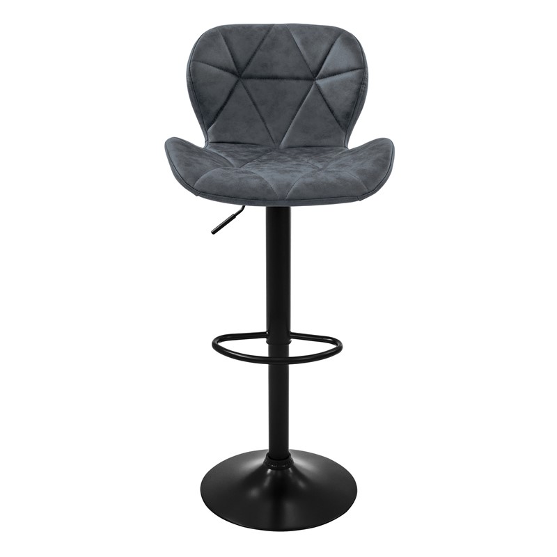 Barhocker 2er Set Anthrazit Kunstlederbezug mit Rückenlehne und Fußstütze höhenverstellbar 59-79cm ML-Design