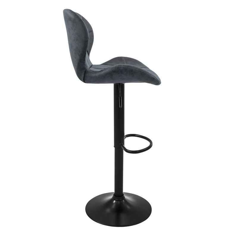 Barhocker 2er Set Anthrazit Kunstlederbezug mit Rückenlehne und Fußstütze höhenverstellbar 59-79cm ML-Design