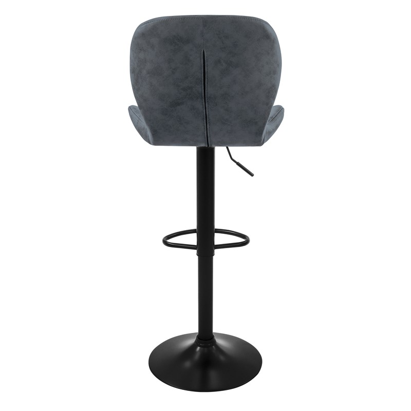 Barhocker 2er Set Anthrazit Kunstlederbezug mit Rückenlehne und Fußstütze höhenverstellbar 59-79cm ML-Design