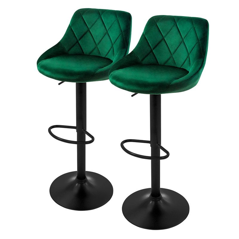 Barhocker 2er Set Grün Samtbezug mit Rückenlehne und Fußstütze höhenverstellbar 62-82cm ML-Design Barhocker 2er Set Grün Samtbezug mit Rückenlehne und Fußstütze höhenverstellbar 62-82cm ML-Design