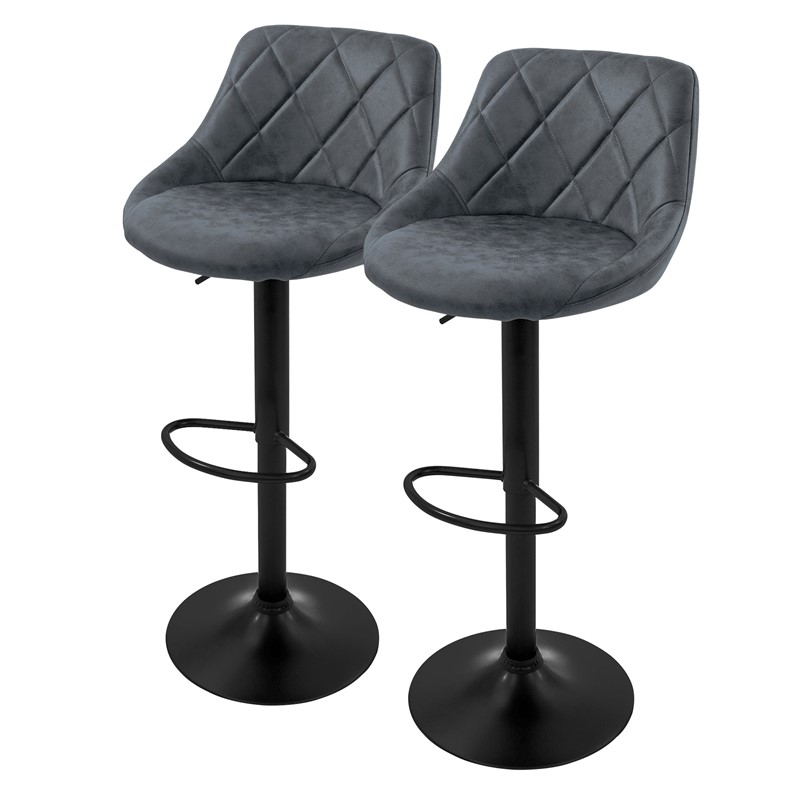 Barhocker 2er Set Anthrazit Kunstlederbezug mit Rückenlehne und Fußstütze höhenverstellbar 62-82 cm ML-Design Barhocker 2er Set Anthrazit Kunstlederbezug mit Rückenlehne und Fußstütze höhenverstellbar 62-82 cm ML-Design