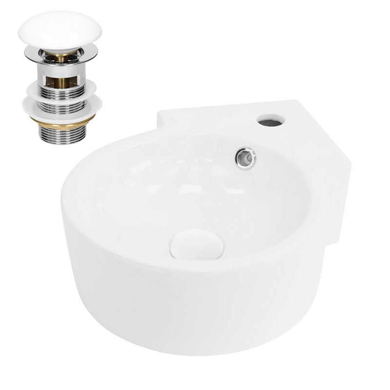 Waschbecken inkl. Ablaifgarnitur Weiß mit Überlauf 45x36x13 cm Weiß aus Keramik LuxeBath Waschbecken inkl. Ablaifgarnitur Weiß mit Überlauf 45x36x13 cm Weiß aus Keramik LuxeBath