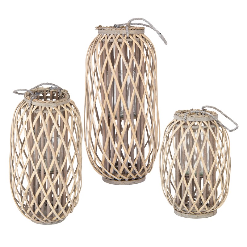 Riedlaterne mit Henkel 3er Set 40cm 50cm & 60cm Natur Gartenlaterne aus umweltfreundlichem Rattan Riedlaterne mit Henkel 3er Set 40cm 50cm & 60cm Natur Gartenlaterne aus umweltfreundlichem Rattan