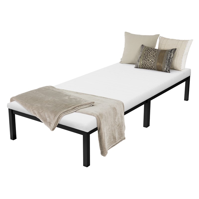 Bettgestell Einzelbett 90x200cm aus Metall in Schwarz mit Lattenrost & Matratze H-10cm ML-Design Bettgestell Einzelbett 90x200cm aus Metall in Schwarz mit Lattenrost & Matratze H-10cm ML-Design