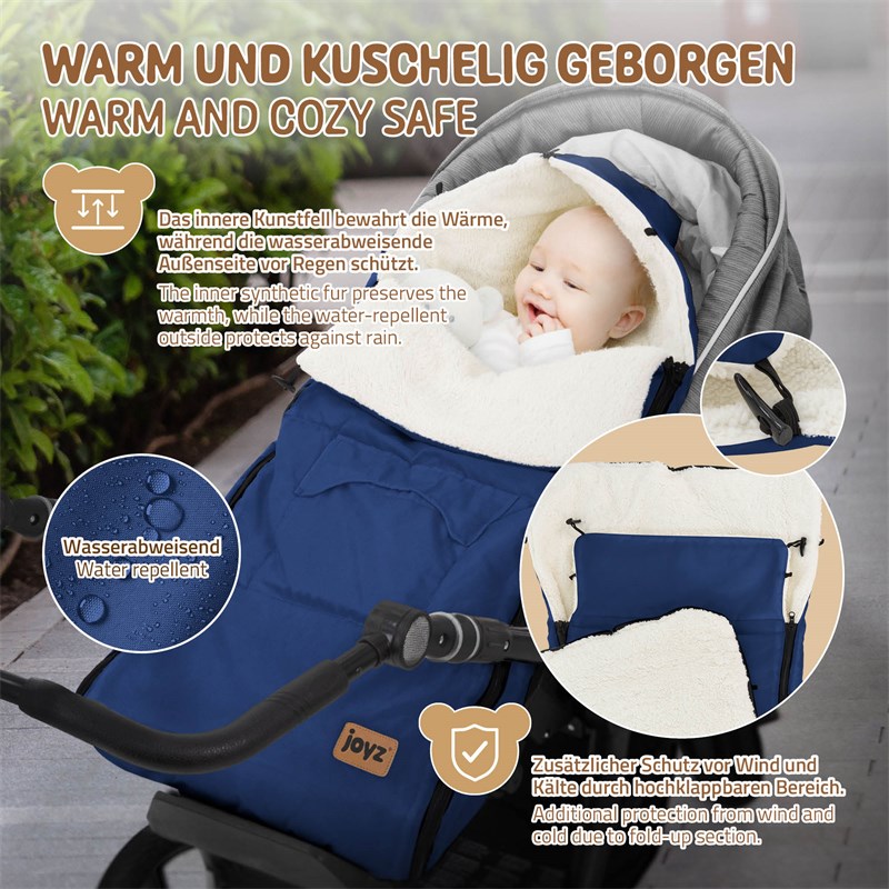 Babyfußsack 94x48x10 cm Blau aus Polyester Joyz