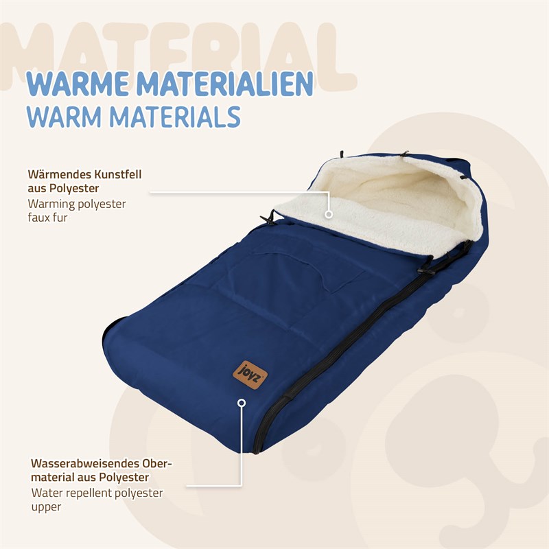 Babyfußsack 94x48x10 cm Blau aus Polyester Joyz