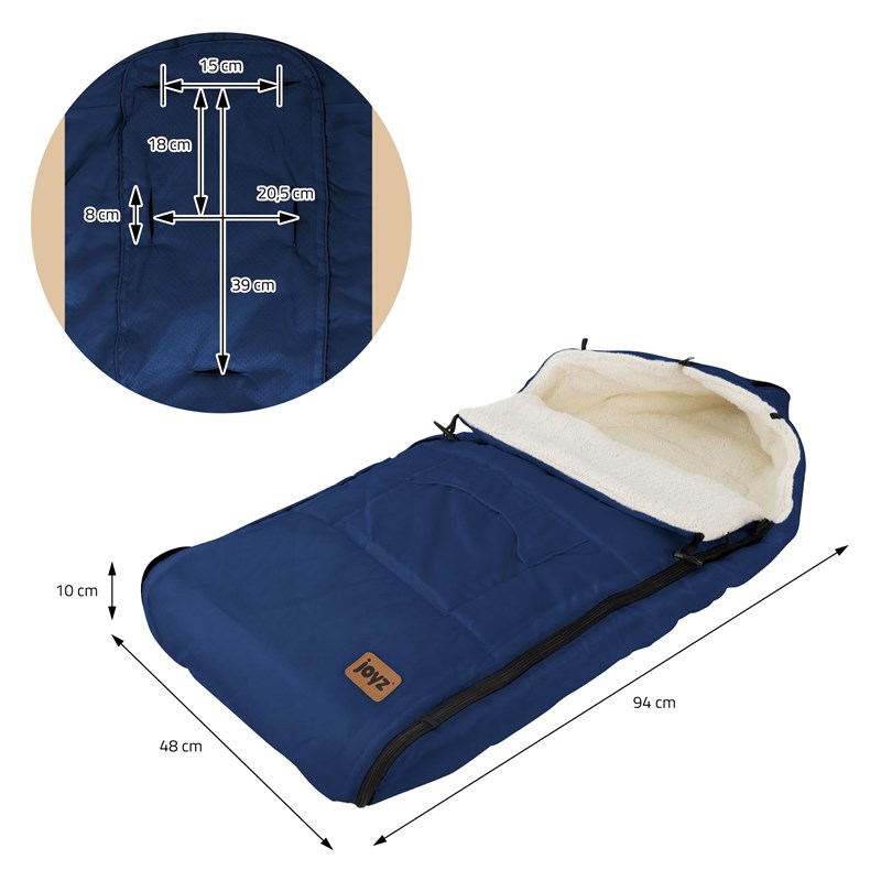 Babyfußsack 94x48x10 cm Blau aus Polyester Joyz
