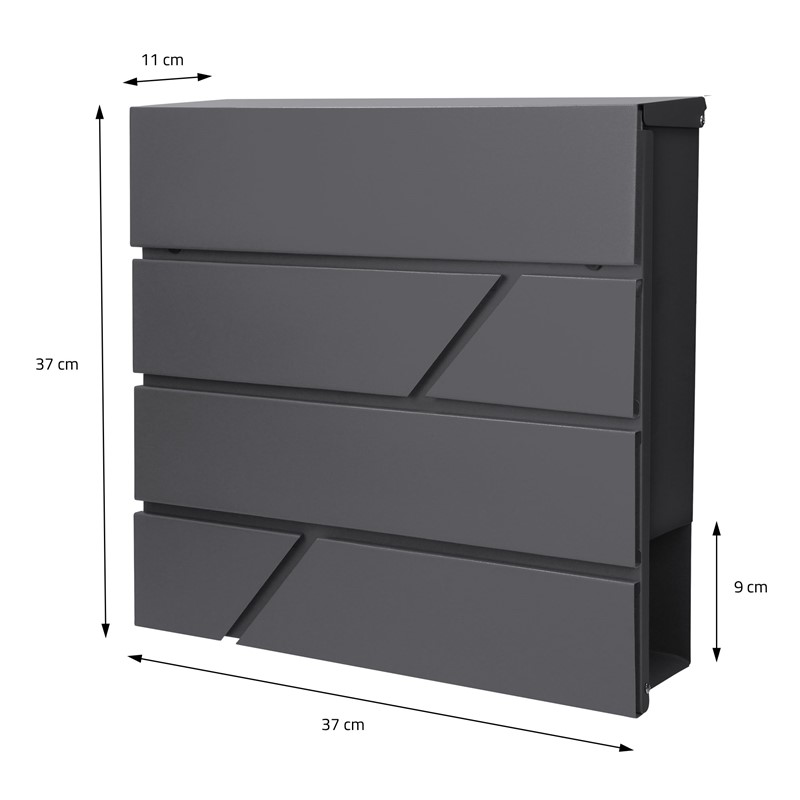 Standbriefkasten mit Zeitungsfach 37x37x11 cm Anthrazit inkl. Ständer H:120 cm ML-Design