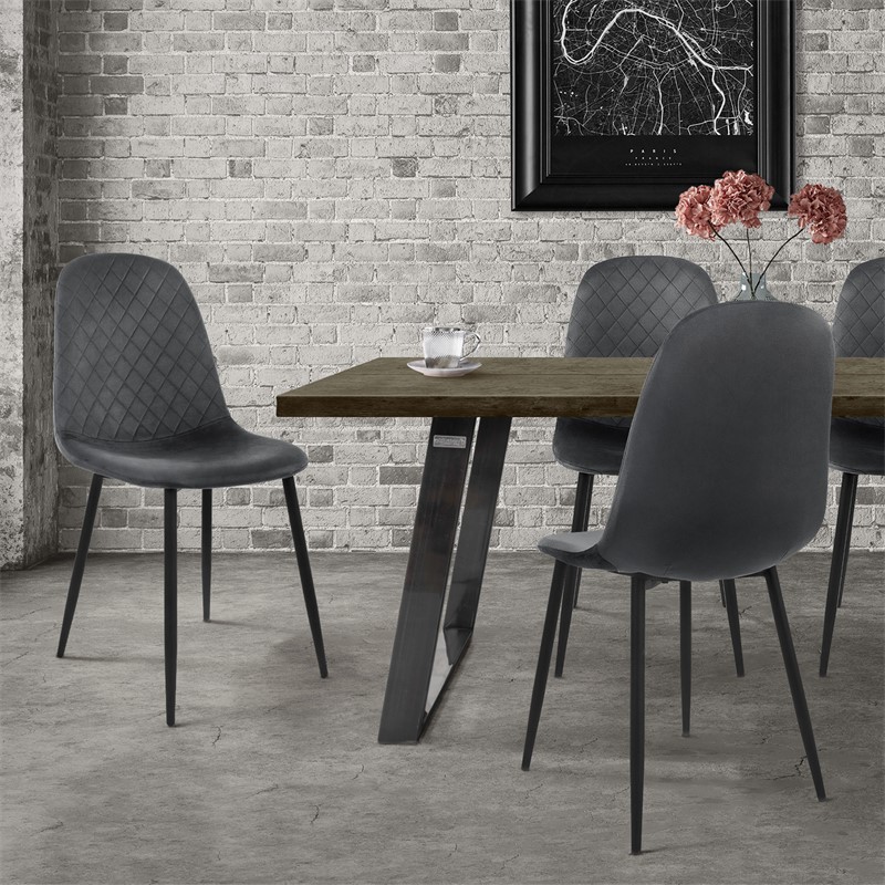 Esszimmerstuhl 4er Set Rauten Steppung mit Rückenlehne Anthrazit Küchenstuhl mit Microfaser-Samtbezug ML-Design Esszimmerstuhl 4er Set Rauten Steppung mit Rückenlehne Anthrazit Küchenstuhl mit Microfaser-Samtbezug ML-Design