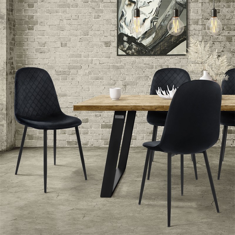 Esszimmerstuhl 4er Set mit Rückenlehne Schwarz Küchenstuhl mit Microfaser-Samtbezug ML-Design Esszimmerstuhl 4er Set mit Rückenlehne Schwarz Küchenstuhl mit Microfaser-Samtbezug ML-Design