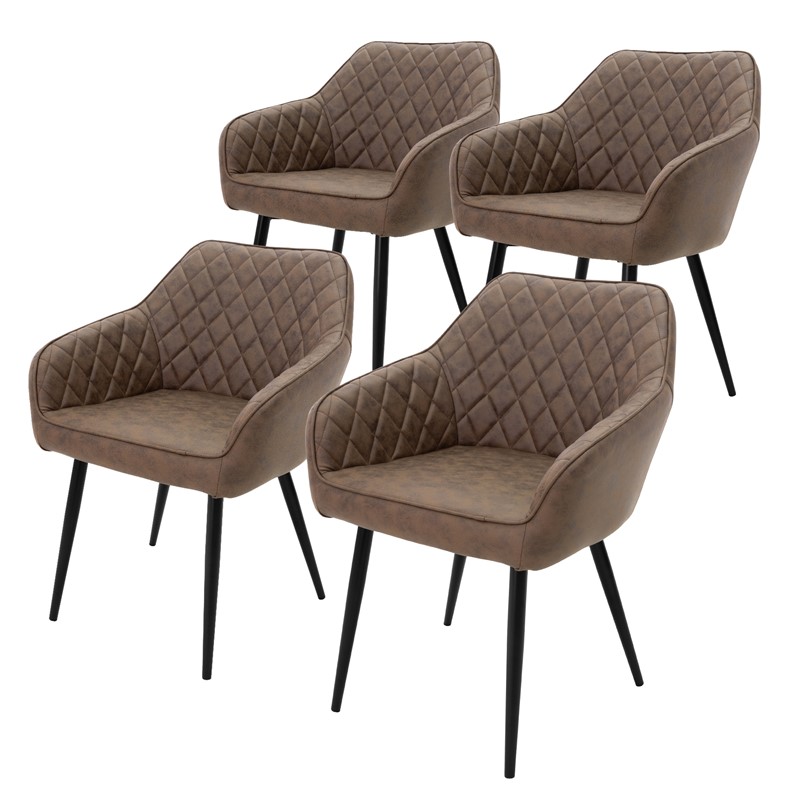 Esszimmerstuhl 4er Set Rauten Steppung Braun Kunstlederbezug mit Metallbeinen inkl. Montagematerial ML-Design Esszimmerstuhl 4er Set Rauten Steppung Braun Kunstlederbezug mit Metallbeinen inkl. Montagematerial ML-Design