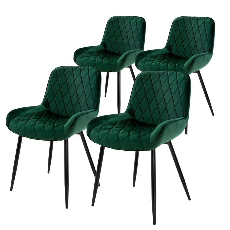 Esszimmerstuhl 4er Set Rauten Steppung Dunkelgrün Samtbezug mit Metallbeinen inkl. Montagematerial ML-Design Esszimmerstuhl 4er Set Rauten Steppung Dunkelgrün Samtbezug mit Metallbeinen inkl. Montagematerial ML-Design