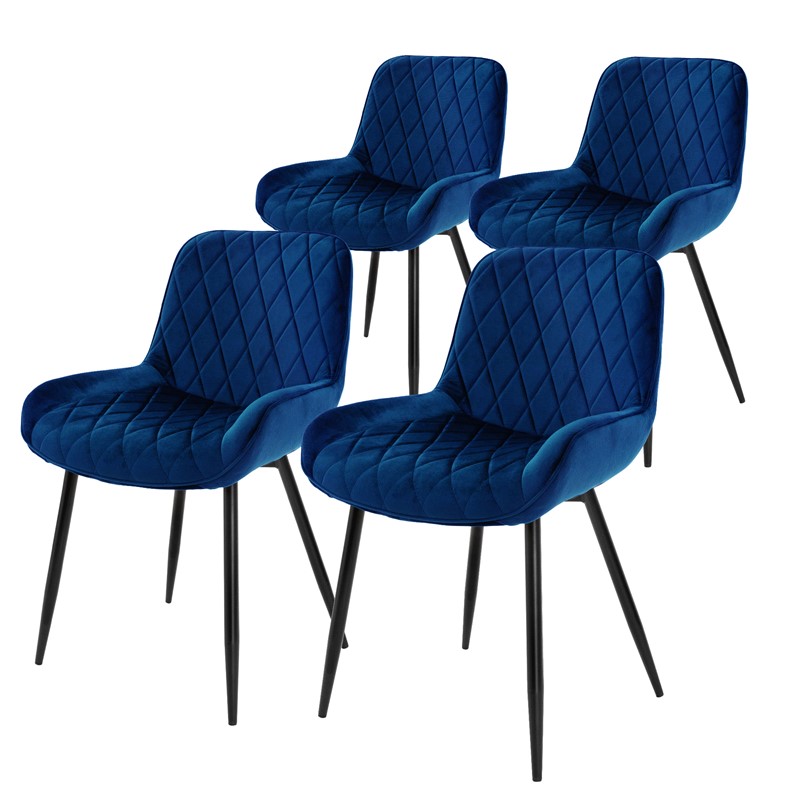Esszimmerstuhl 4er Set Rauten Steppung Dunkelblau Samtbezug mit Metallbeinen inkl. Montagematerial ML-Design Esszimmerstuhl 4er Set Rauten Steppung Dunkelblau Samtbezug mit Metallbeinen inkl. Montagematerial ML-Design