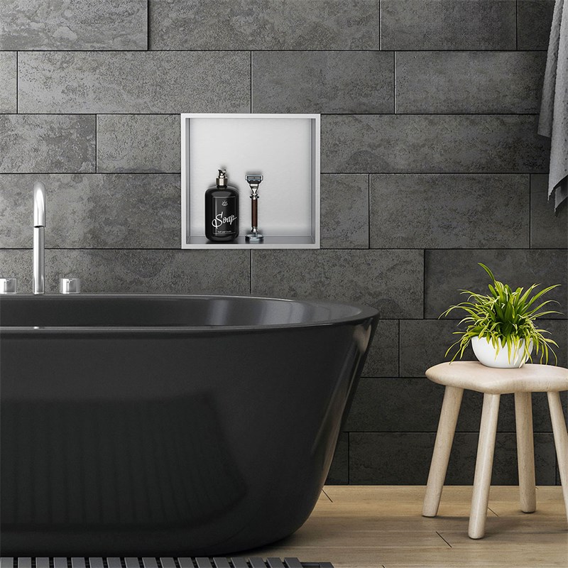 Duschnische 30x30 cm Silber aus Edelstahl Wandnische Duschablage LuxeBath Duschnische 30x30 cm Silber aus Edelstahl Wandnische Duschablage LuxeBath