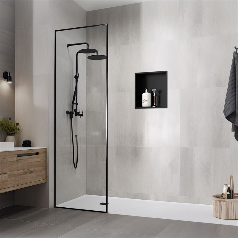 Duschnische 30x30 cm Schwarz aus Edelstahl Wandnische Duschablage LuxeBath