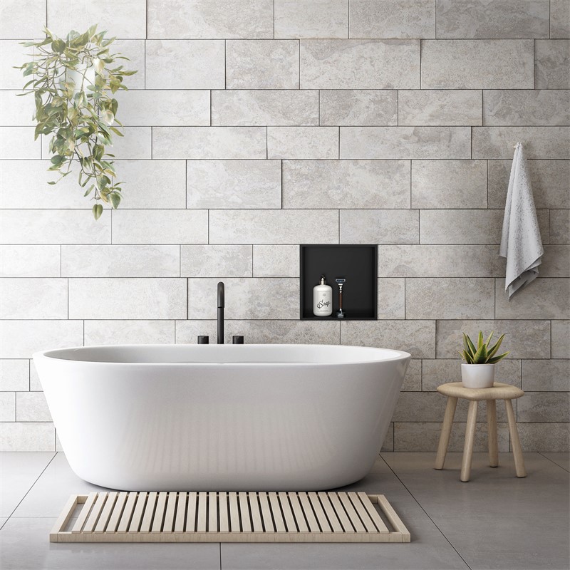 Duschnische 30x30 cm Schwarz aus Edelstahl Wandnische Duschablage LuxeBath