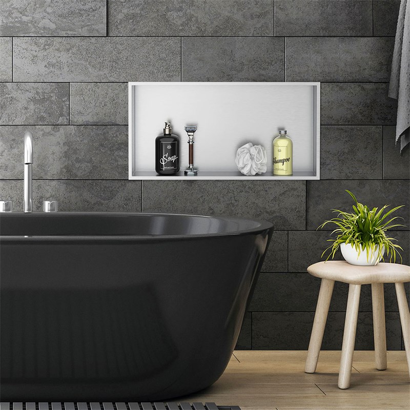 Duschnische 60x30 cm Silber aus Edelstahl Wandnische Duschablage LuxeBath Duschnische 60x30 cm Silber aus Edelstahl Wandnische Duschablage LuxeBath