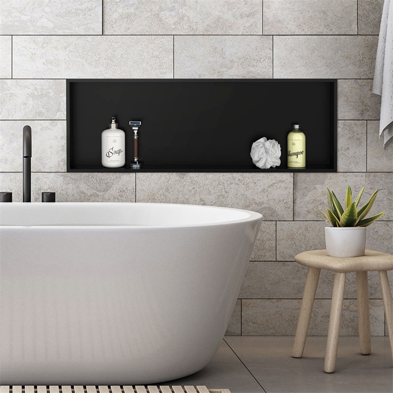Duschnische 90x30 cm Schwarz aus Edelstahl Wandnische Duschablage LuxeBath Duschnische 90x30 cm Schwarz aus Edelstahl Wandnische Duschablage LuxeBath