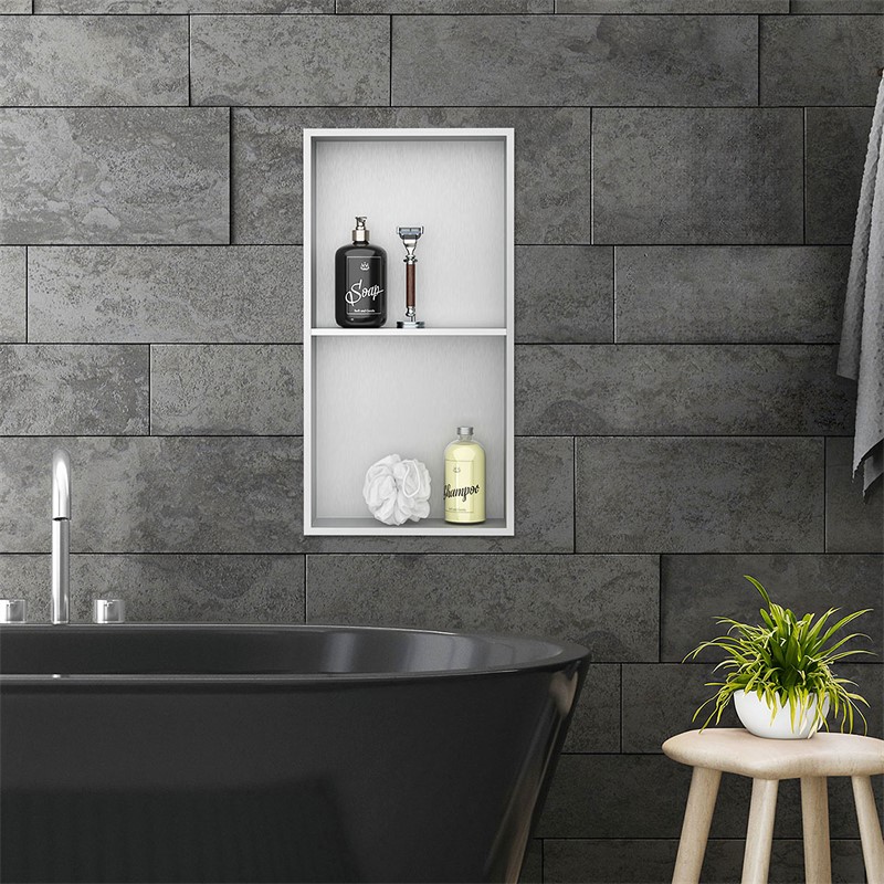 Duschnische 2 Ebenen 30x60 cm Silber aus Edelstahl Wandnische Duschablage LuxeBath Duschnische 2 Ebenen 30x60 cm Silber aus Edelstahl Wandnische Duschablage LuxeBath