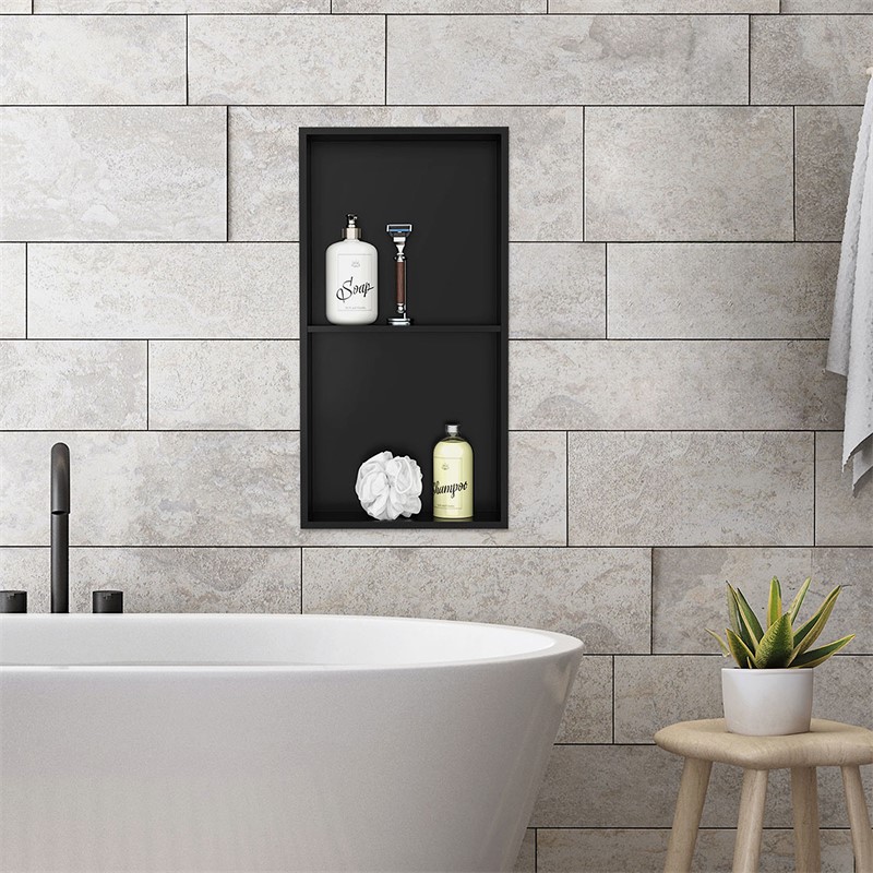 Duschnische 2 Ebenen 30x60 cm Schwarz aus Edelstahl Wandnische Duschablage LuxeBath Duschnische 2 Ebenen 30x60 cm Schwarz aus Edelstahl Wandnische Duschablage LuxeBath