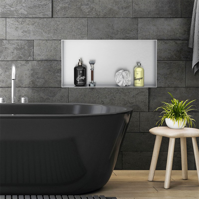 Duschnische 60x30 cm Silber aus Edelstahl Unterputz Rahmen Wandnische Duschablage LuxeBath Duschnische 60x30 cm Silber aus Edelstahl Unterputz Rahmen Wandnische Duschablage LuxeBath
