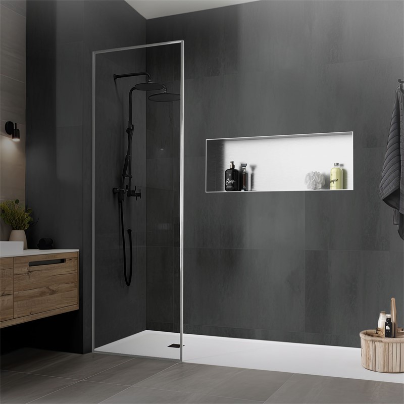 Duschnische 90x30 cm Silber aus Edelstahl Unterputz Rahmen Wandnische Duschablage LuxeBath