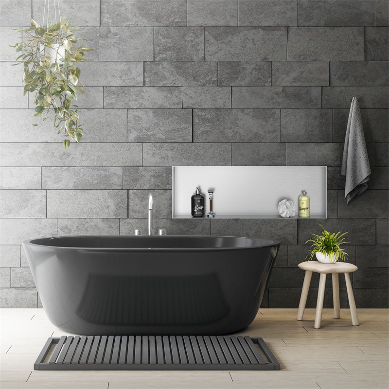 Duschnische 90x30 cm Silber aus Edelstahl Unterputz Rahmen Wandnische Duschablage LuxeBath