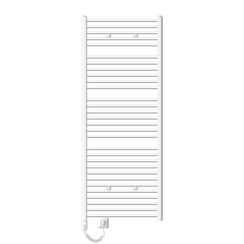 Elektrischer Badheizkörper mit Heizstab 900W 750x1800 mm Weiß gebogen mit Seitenanschluss LuxeBath