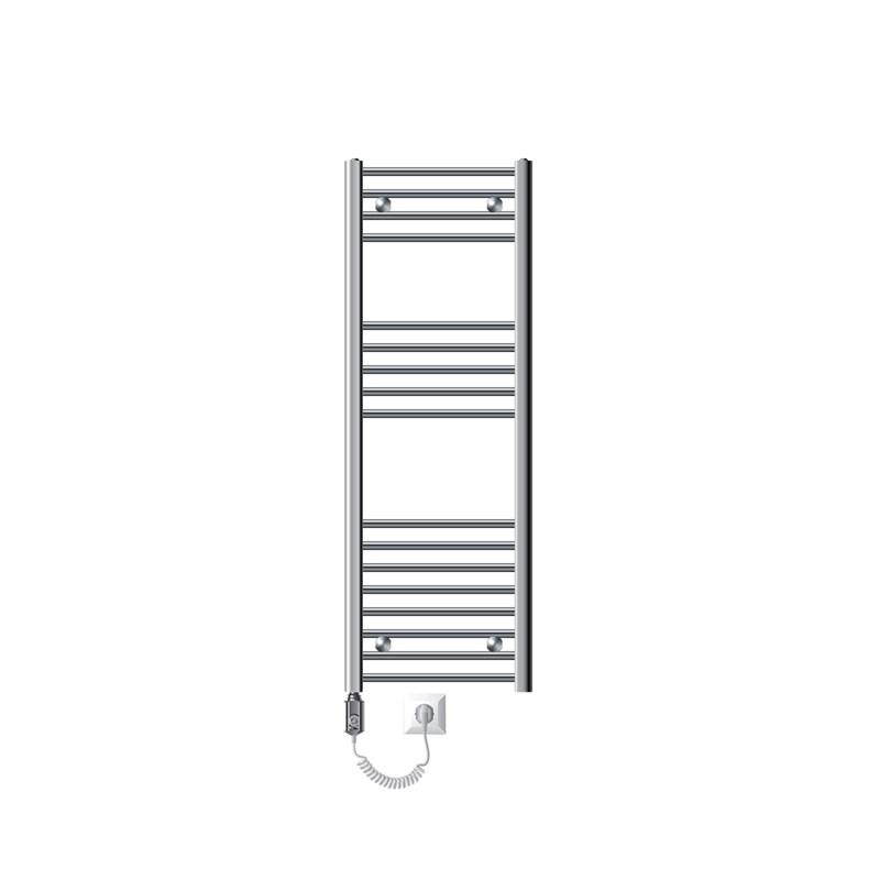 Elektrischer Badheizkörper mit Heizstab 900W 400x1200 mm Chrome gerade mit Seitenanschluss LuxeBath