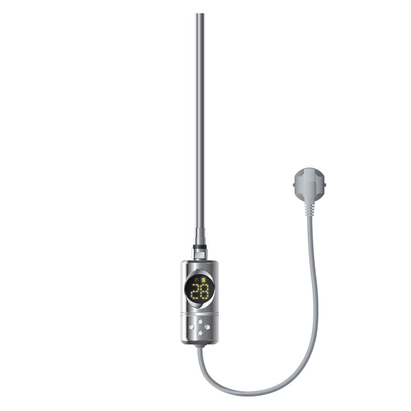 Elektrischer Badheizkörper mit Heizstab 900W 400x1200 mm Chrome gerade mit Seitenanschluss LuxeBath