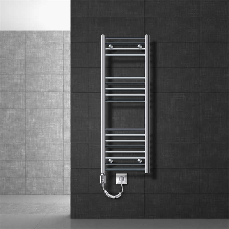 Elektrischer Badheizkörper mit Heizstab 1200W 400x1200 mm Chrome gerade mit Seitenanschluss LuxeBath Elektrischer Badheizkörper mit Heizstab 1200W 400x1200 mm Chrome gerade mit Seitenanschluss LuxeBath