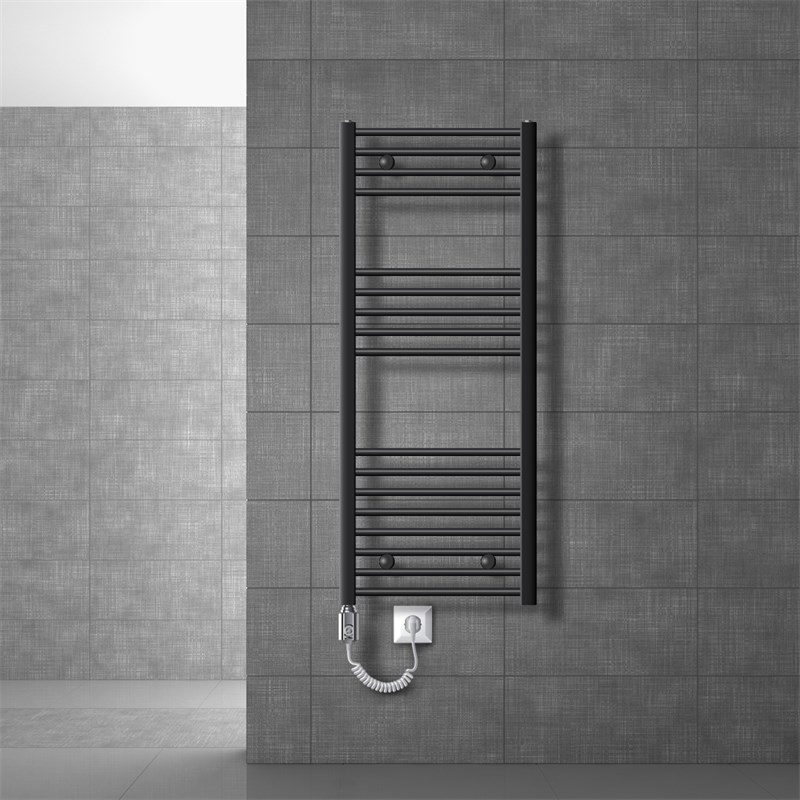 Elektrischer Badheizkörper mit Heizstab 1200W 500x1200 mm Anthrazit gebogen Seitenanschluss & Thermostat Digitalanzeige LuxeBath Elektrischer Badheizkörper mit Heizstab 1200W 500x1200 mm Anthrazit gebogen Seitenanschluss & Thermostat Digitalanzeige LuxeBath