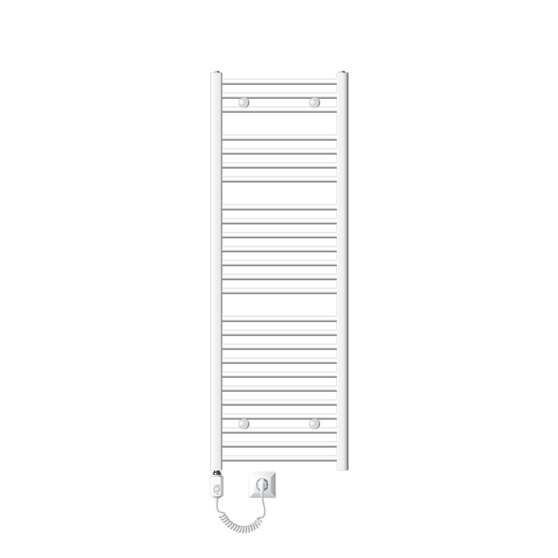 Elektrischer Badheizkörper mit Heizstab 900W 500x1500 mm Anthrazit gebogen mit Seitenanschluss & Thermostat Touchbedienung LuxeBath