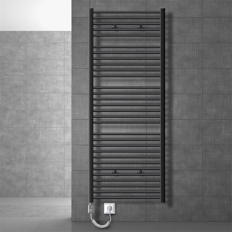 Elektrischer Badheizkörper mit Heizstab 900W 750x1800 mm Anthrazit gerade mit Seitenanschluss LuxeBath Elektrischer Badheizkörper mit Heizstab 900W 750x1800 mm Anthrazit gerade mit Seitenanschluss LuxeBath