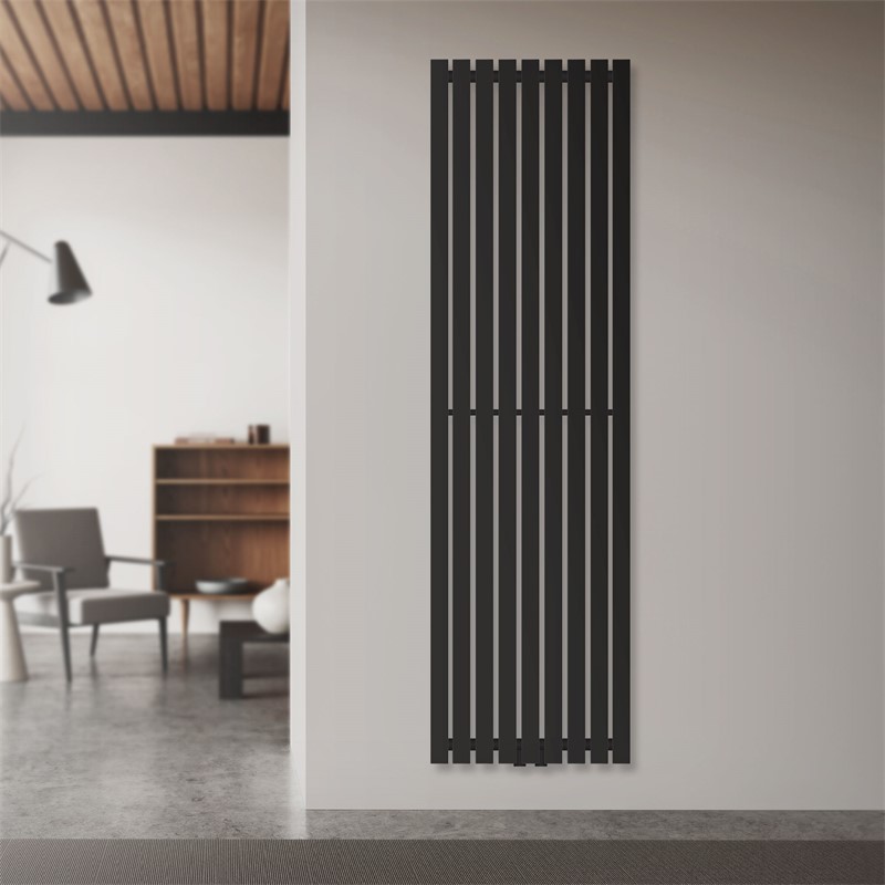 Badheizkörper Vertikal mit Mittelanschluss 480x1600 mm Schwarz matt LuxeBath Badheizkörper Vertikal mit Mittelanschluss 480x1600 mm Schwarz matt LuxeBath