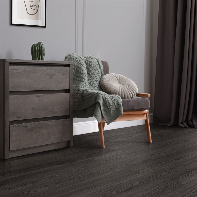 Deluxe PVC Klebevinylboden für 2,23 m² Eiche Dunkelgrau 2 mm dick ML-Design