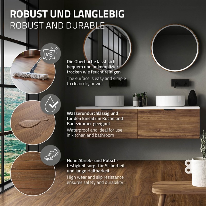 PVC Vinylboden Bodenbelag Set 7 Dielen 4,2mm für 1,54m² mit Klick-System Eiche Outtrigger ML-Design