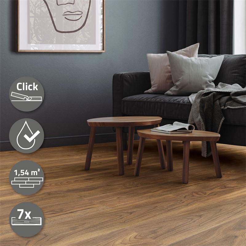 PVC Vinylboden Bodenbelag Set 7 Dielen 4,2mm für 1,54m² mit Klick-System Eiche Outtrigger ML-Design