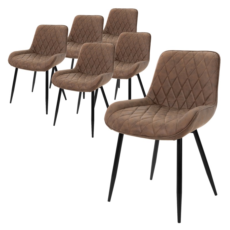 6er Set Esszimmerstuhl Rauten Steppung Braun Kunstlederbezug mit Metallbeinen inkl. Montagematerial ML-Design 6er Set Esszimmerstuhl Rauten Steppung Braun Kunstlederbezug mit Metallbeinen inkl. Montagematerial ML-Design