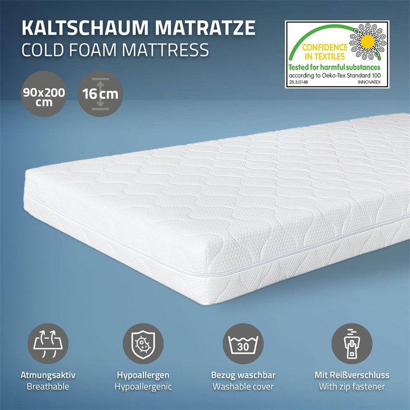 Kinderbett Hausbett 90x200 cm Hellgrau aus Kiefernholz inkl. Matratze H-16cm Rausfallschutz Dach und Lattenrost ML-Design