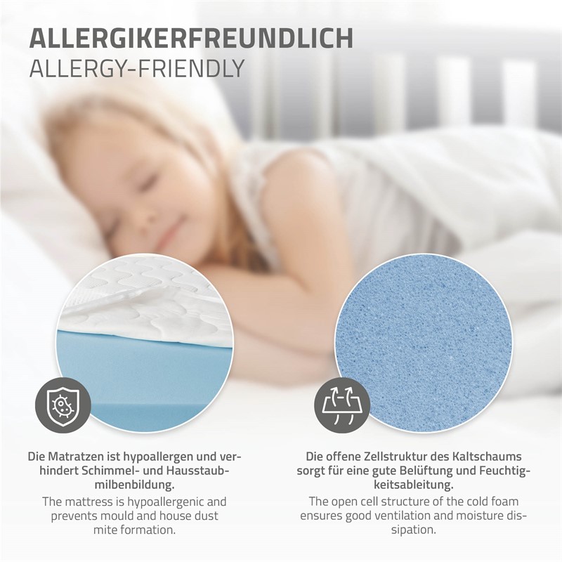 Kinderbett Hausbett 90x200 cm Hellgrau aus Kiefernholz inkl. Matratze H-16cm Rausfallschutz Dach und Lattenrost ML-Design