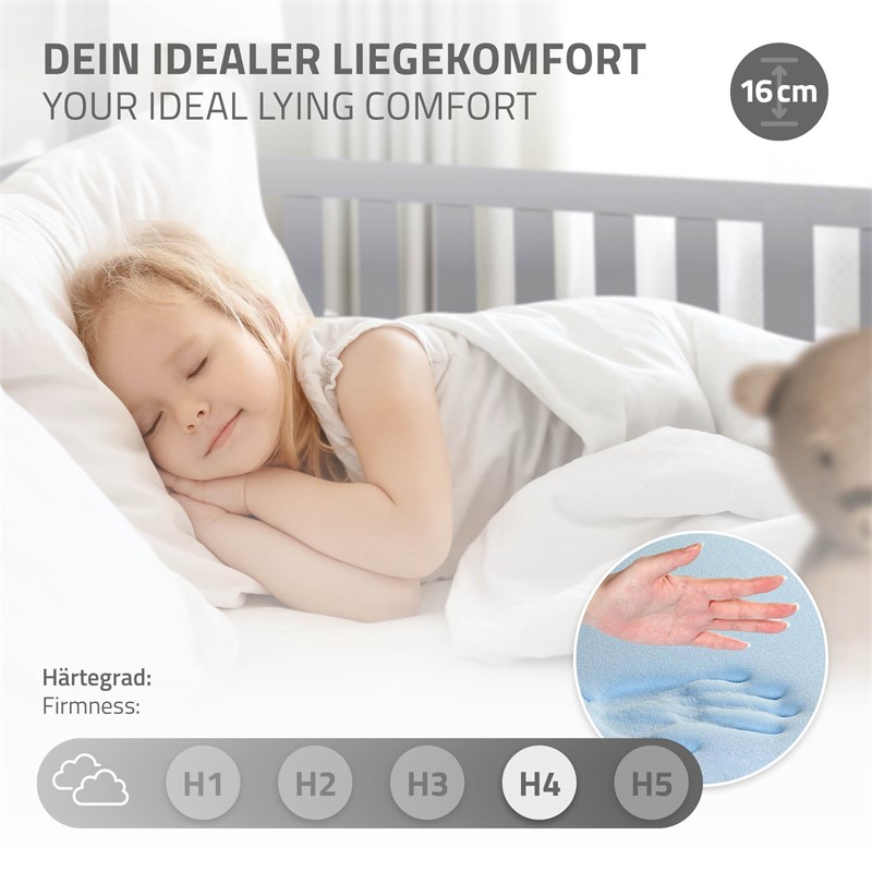 Kinderbett Hausbett 90x200 cm Hellgrau aus Kiefernholz inkl. Matratze H-16cm Rausfallschutz Dach und Lattenrost ML-Design