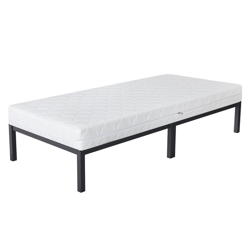 Bettgestell Einzelbett 90x200cm aus Metall in Anthrazit mit Lattenrost & Matratze H-16cm ML-Design Bettgestell Einzelbett 90x200cm aus Metall in Anthrazit mit Lattenrost & Matratze H-16cm ML-Design