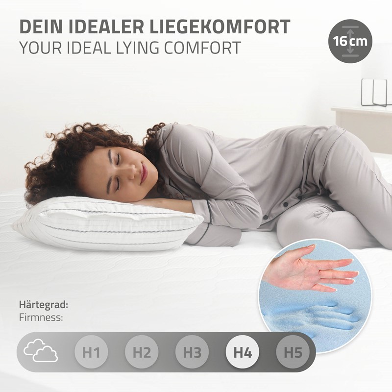 Bettgestell Einzelbett Metallbett 120x200 cm Schwarz inkl. Matratze H-16cm mit Lattenrost ML-Design