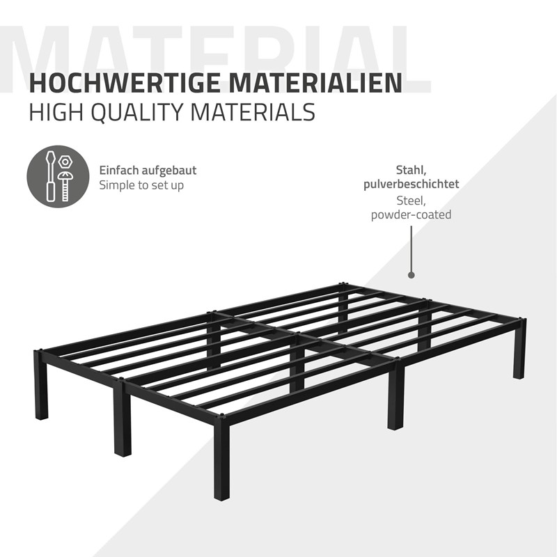 Bettgestell Einzelbett Metallbett 120x200 cm Schwarz inkl. Matratze H-16cm mit Lattenrost ML-Design
