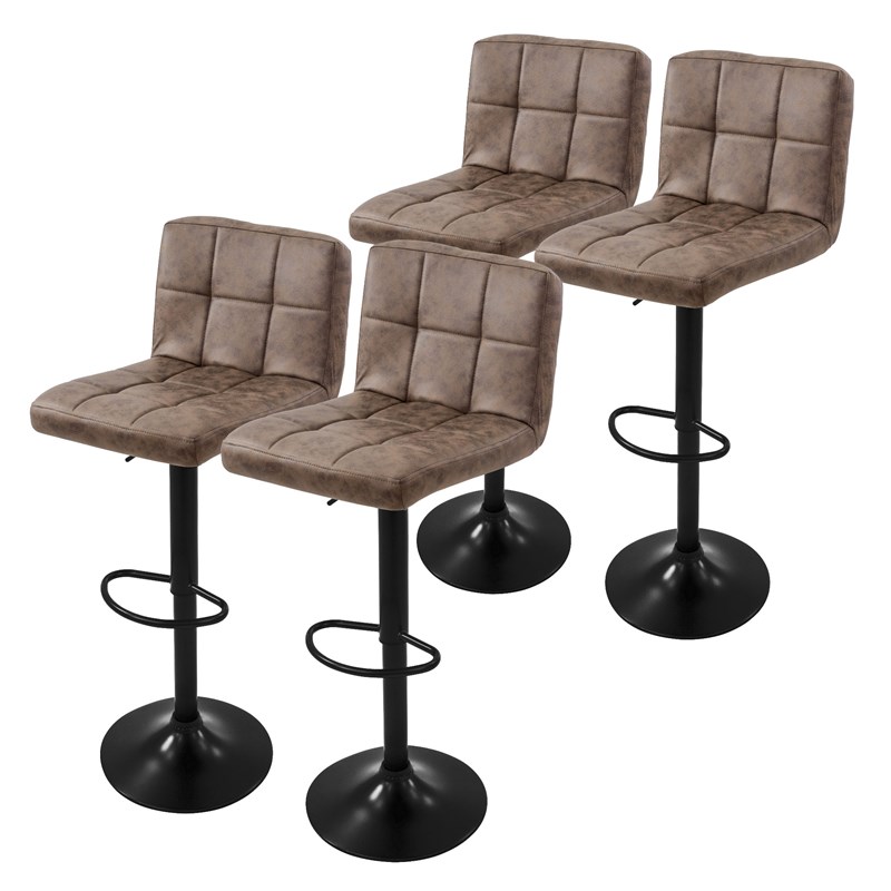 4er Set Barhocker Braun Kunstlederbezug mit Rückenlehne und Fußstütze höhenverstellbar 63-83cm ML-Design 4er Set Barhocker Braun Kunstlederbezug mit Rückenlehne und Fußstütze höhenverstellbar 63-83cm ML-Design